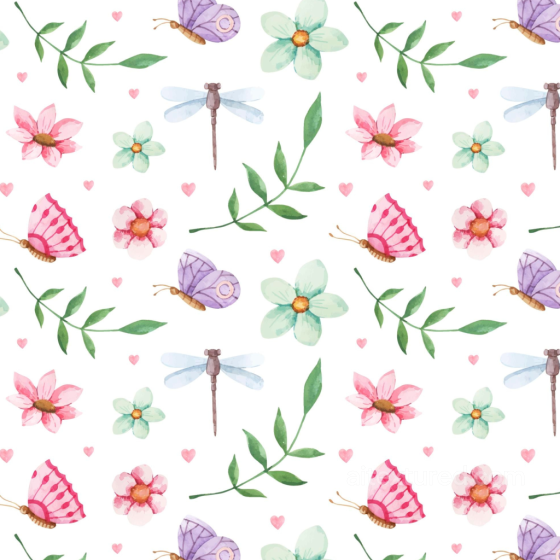 with Watercolor Butterflies and Floral Motifs Watercolor Butterflies texture preview