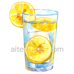 seamless Breakfast Lemon Honey Water with Ice Cube in Glass - Watercolor Style texture 8k free download PBR