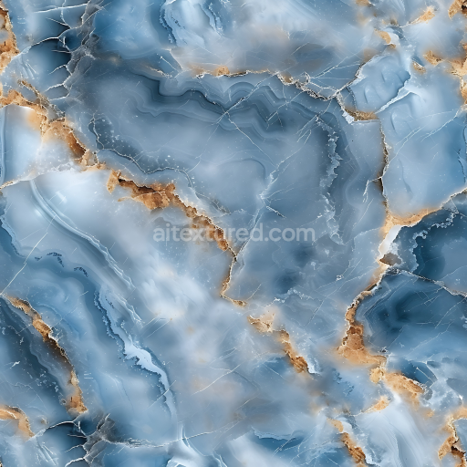 Seamless 3D Blue de Savoie Natural Marble PBR Texture with Polished Blue and Brown Veins