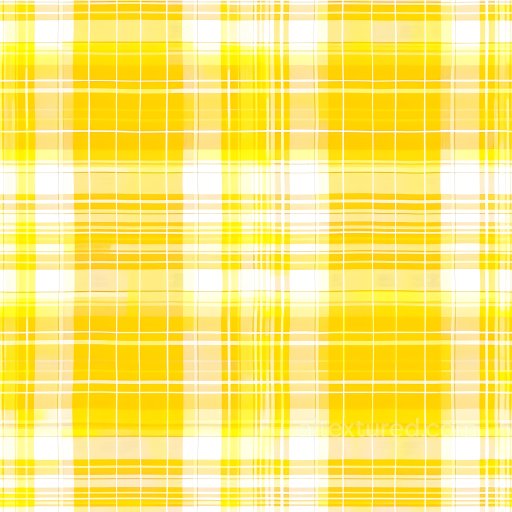 Seamless 3D PBR texture of bright yellow and white plaid fabric pattern texture preview