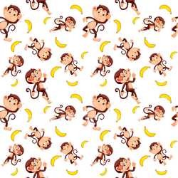 Pattern Bundle - Seamless 3D Pattern PBR Texture with Playful Monkey and Banana Motifs on White Background texture preview