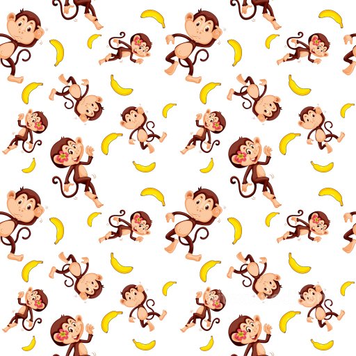 Pattern PBR Texture with Playful Monkey and Banana Motifs on White Background seamless Pattern Bundle PBR texture