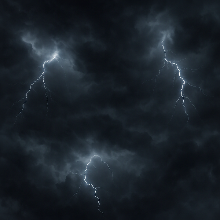 Of Stormy Sky With Thunderstorm Clouds And Lightning Effects seamless PBR texture preview