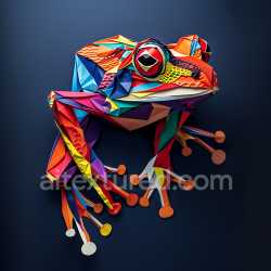seamless Seamless 3D PBR Texture of Vibrant Origami-Style Frog with Geometric Color Blocks texture 8k free download PBR
