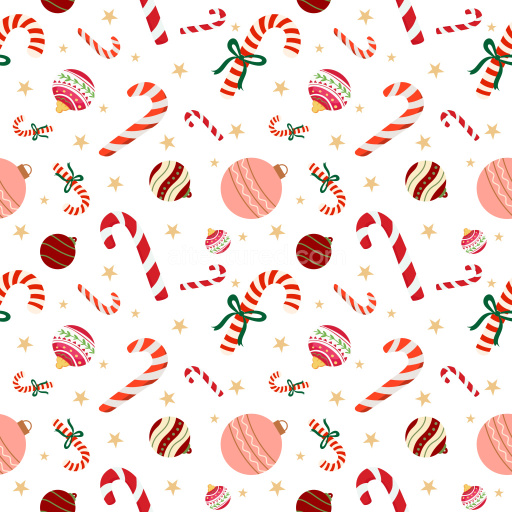 Pattern Bundle - Seamless 3D Pattern PBR Texture Featuring Christmas Candy Canes and Festive Ornaments texture preview