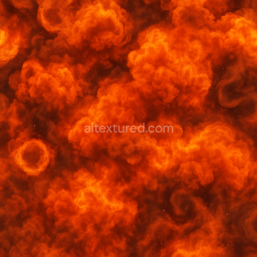 Seamless 8k PBR 3d texture of smoke rings with fire cloud and blast smoke effects