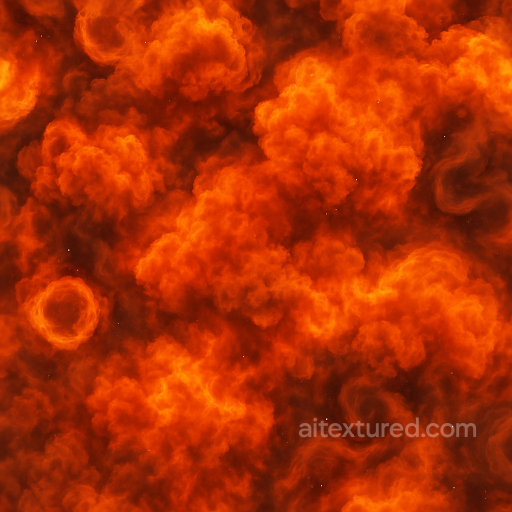 Seamless 8K PBR 3D texture of smoke rings with fire cloud and blast smoke effects seamless Explosion PBR texture