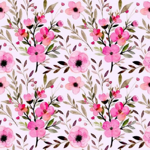 Seamless Pink Watercolor Floral 3D PBR Texture with Delicate Botanical Motif seamless Pink Flower PBR texture