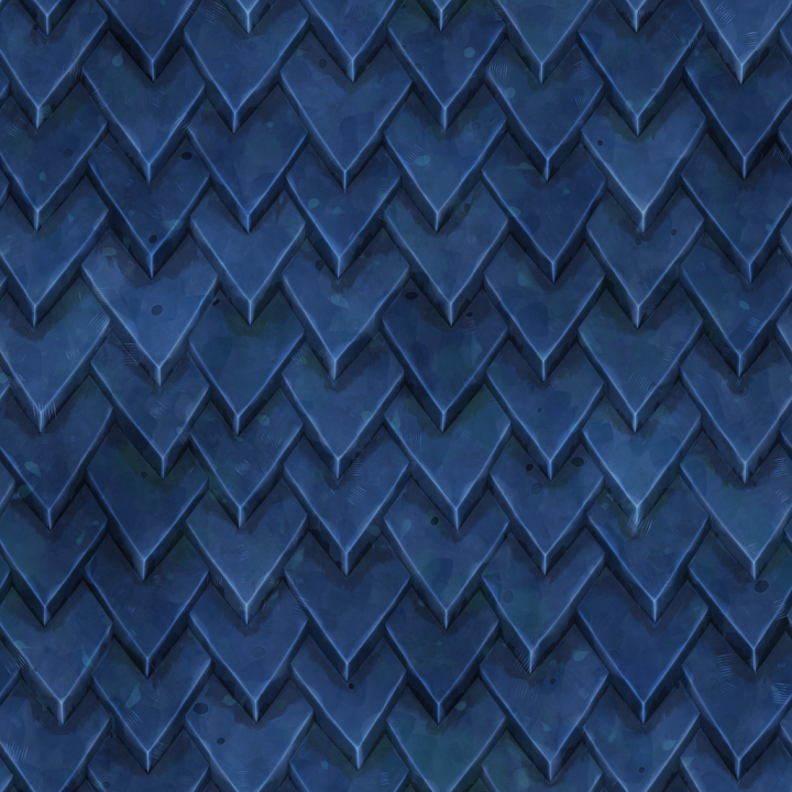 Stylized Painted Roof Tiles seamless PBR texture preview