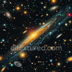 seamless Seamless 3D Space PBR Texture Featuring Spiral Galaxies and Starfield with Golden Highlights texture 8k free download PBR