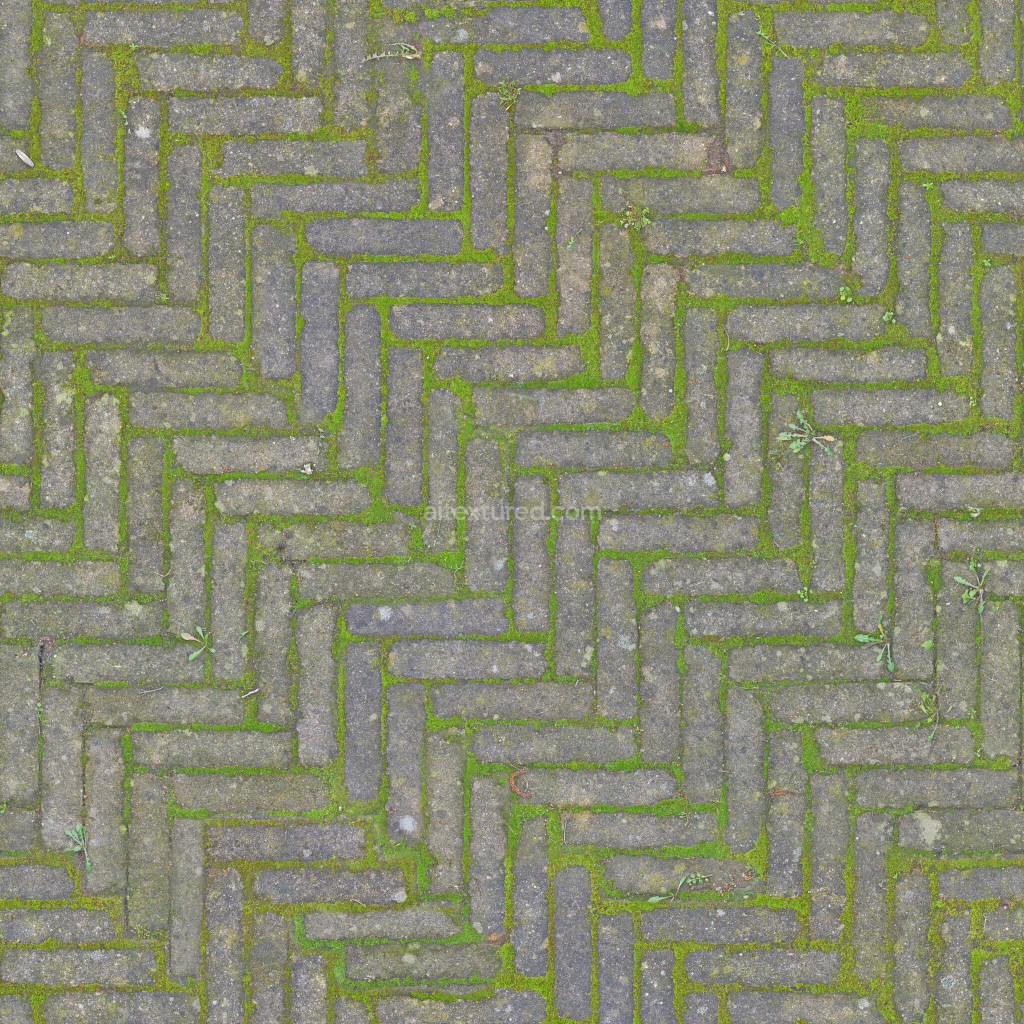 Seamless paving stones texture with moss and weathering