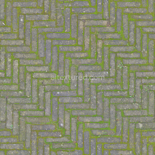 Paving Stones Tileable Seamless Pbr Rough Mossy Weathered Gray Brick