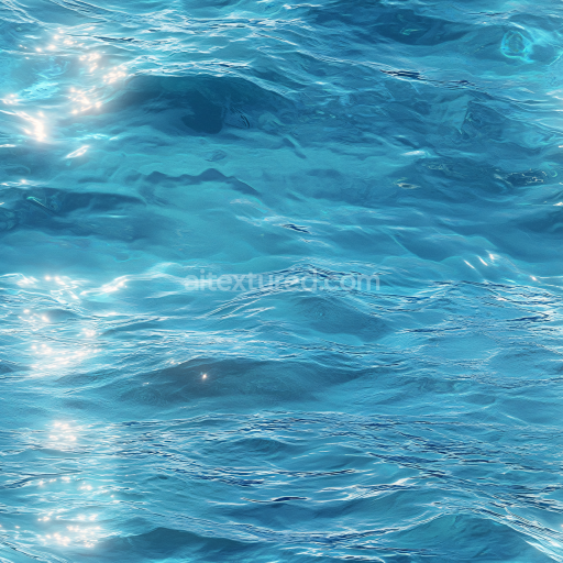 Seamless 3D PBR Texture of Tropical Ocean Surface with Soft Waves and Reflections