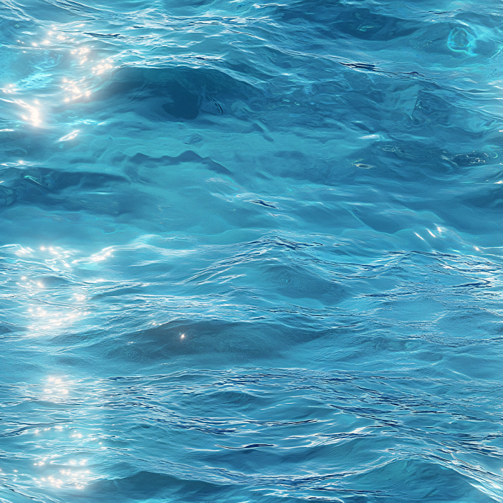 Water of Tropical Ocean Surface with Soft Waves and Reflections seamless PBR texture preview