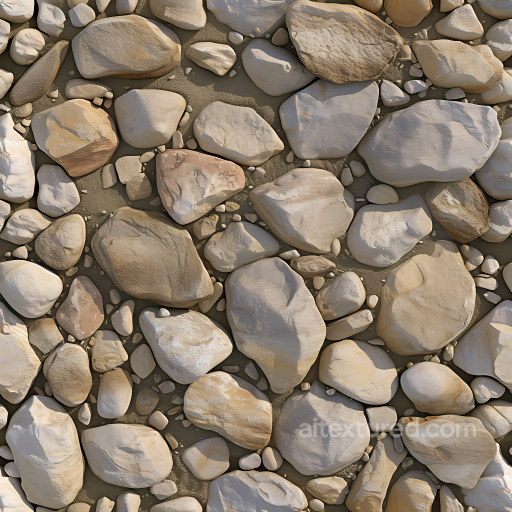 Stone Texture of Smooth River Stones on Sandy Ground seamless Stone PBR texture