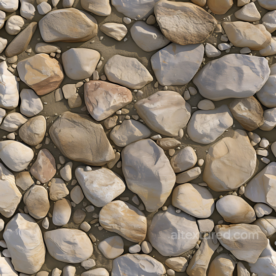 Stone Texture of Smooth River Stones on Sandy Ground Stone texture preview