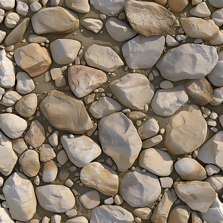 Stone of Smooth River Stones on Sandy Ground seamless PBR texture preview