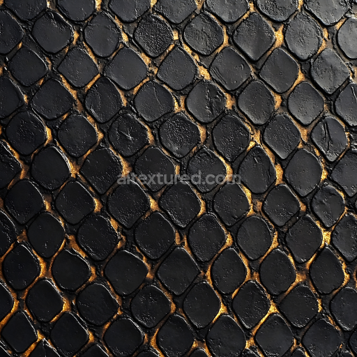Seamless 3D PBR Texture of Reptilian Skin Featuring Detailed Black Scales and Natural Matte Surface