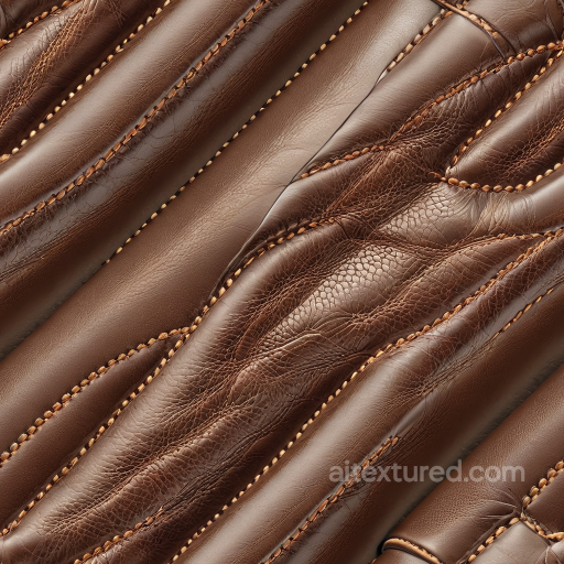 Quilt-Stitched Brown Leather PBR Texture with Mixed Grain Patterns seamless Leather PBR texture