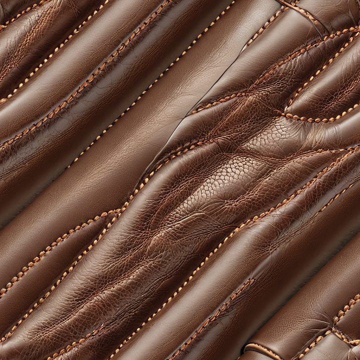 Quilt-Stitched Brown Leather with Mixed Grain Patterns seamless PBR texture preview