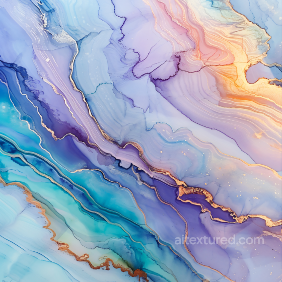 Alcohol Ink Texture with Pastel Teal, Lavender, and Gold Fluid Waves Alcohol ink texture preview