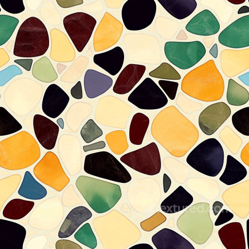 Colorful Stone Chip Mosaic PBR Texture with Irregular Pebble Shapes seamless Mosaic PBR texture