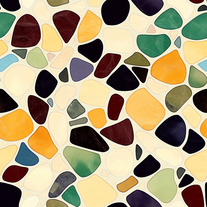 Colorful Stone Chip Mosaic with Irregular Pebble Shapes seamless PBR texture preview