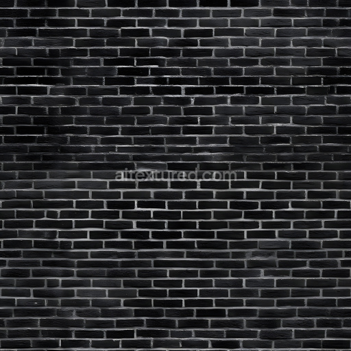 Seamless 3D Black Cracked Brick Wall PBR Texture with Subtle Surface Damage