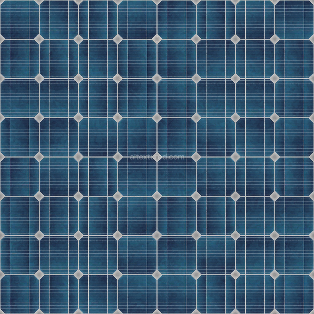 Seamless PBR solar panel texture with blue grid pattern