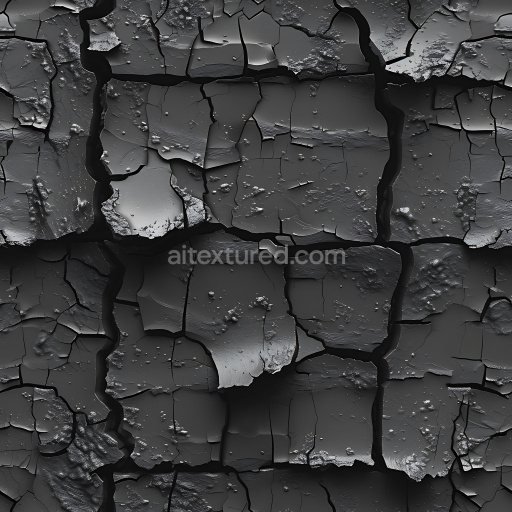 Seamless 3D PBR Cracked and Holes Texture of Rusty Dark Metal Surface