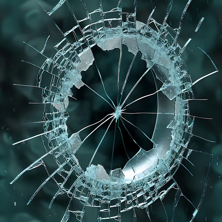 Shattered Glass Cracked Holes With Radial Fracture Pattern seamless PBR texture preview