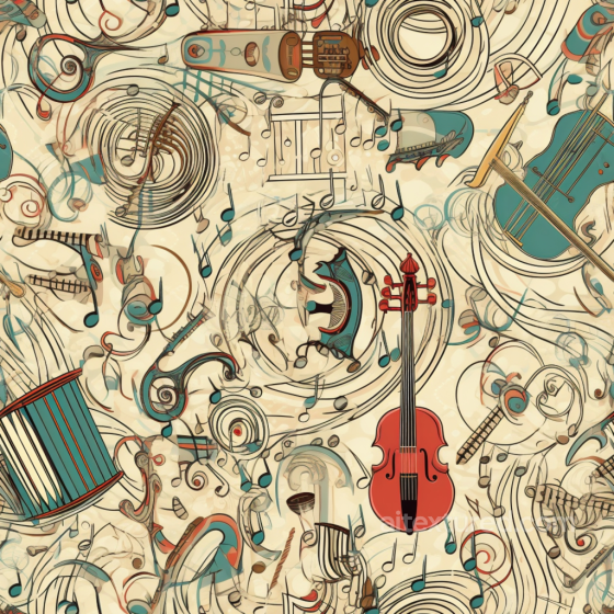 with Vintage Musical Instruments and Notes Pattern Vintage Scrapbook texture preview