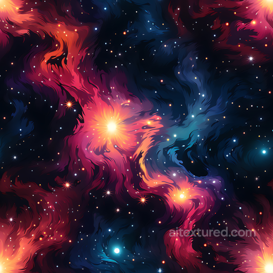 Space PBR Texture Featuring Vibrant Nebula Clouds and Glowing Stars Star, space, planets texture preview