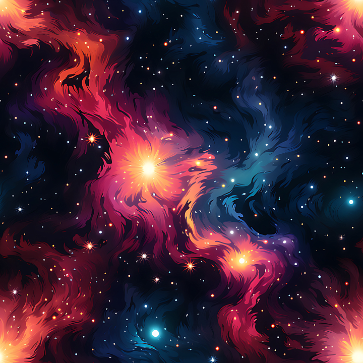 Space Featuring Vibrant Nebula Clouds and Glowing Stars seamless PBR texture preview