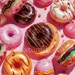 seamless Seamless 3D Inflated PBR Texture of Colorful Vinyl Donuts and Burgers texture 8k free download PBR