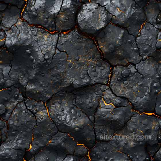 Stone Texture of Charred Cracked Volcanic Rock with Fiery Glows Stone texture preview