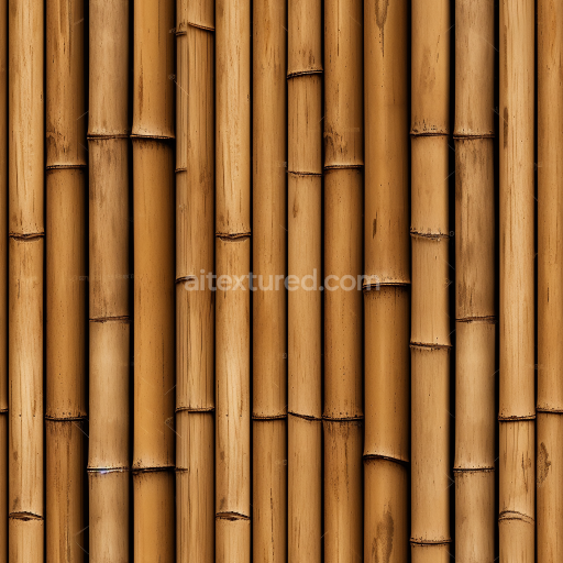 Seamless 3D PBR Texture of Vertical Bamboo Culms in Warm Tan Colors