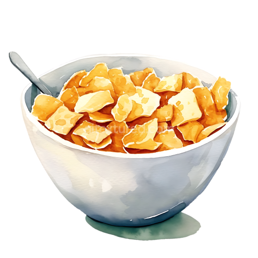 Watercolor-Style Barley Flakes Cereal Breakfast Bowl Illustration