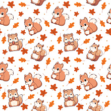 Seamless 3D Pattern PBR Texture Featuring Cute Cartoon Squirrels and Autumn Leaves texture preview