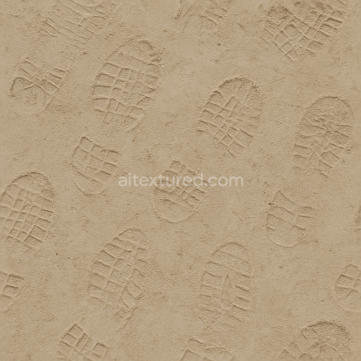 Seamless 3d texture pbr 8k of dry footprints on dusty rough surface ground