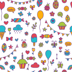 seamless Seamless 3D PBR Texture with Playful Birthday Icons and Bright Colors texture 8k free download PBR