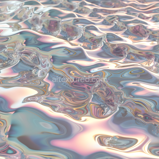 Seamless 3D PBR Texture of Iridescent Liquid Surface with Shimmering Reflections