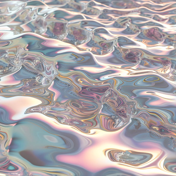 Water of Iridescent Liquid Surface with Shimmering Reflections seamless PBR texture preview