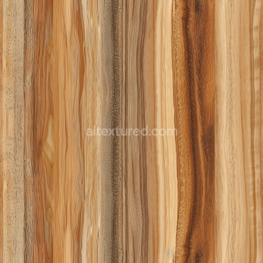 Seamless 3D natural striped wood planks PBR texture with warm and varied tones