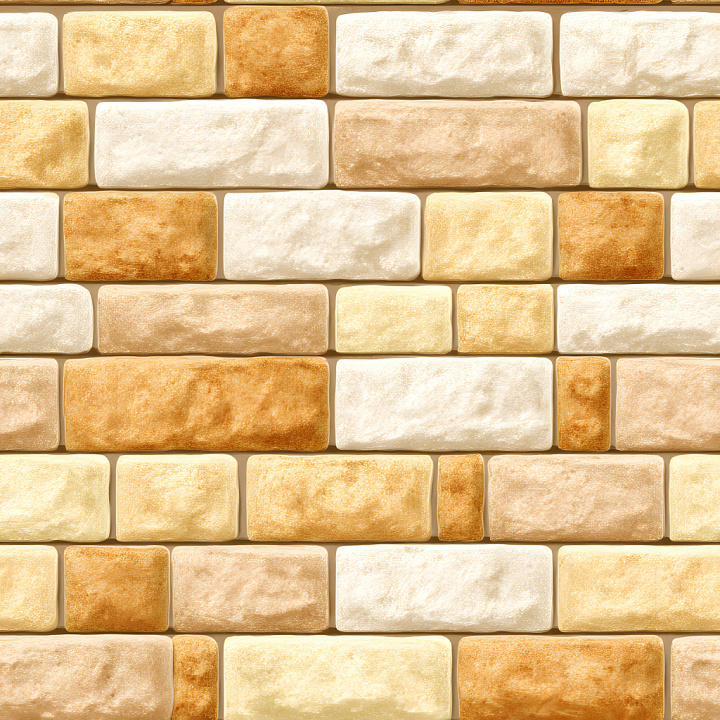 Cracked Stone Brick Wall With Warm Beige Tones seamless PBR texture preview