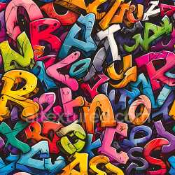 seamless Seamless 3D PBR Texture Featuring Vibrant Multicolored Graffiti Letters texture 8k free download PBR