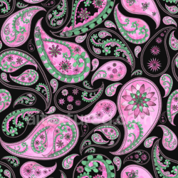 seamless Seamless 3D PBR Retro Paisley Fabric Texture with Pink and Green Floral Motifs texture 8k free download PBR