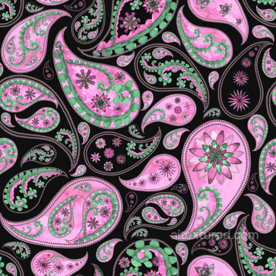 Retro Paisley Fabric Texture with Pink and Green Floral Motifs Retro Paisley texture preview