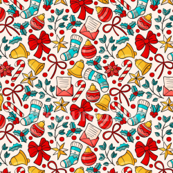 seamless Seamless 3D PBR Digital Paper Texture with Colorful Christmas Icons texture 8k free download PBR