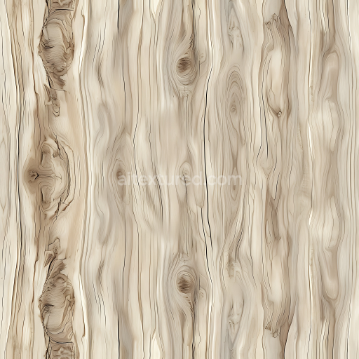 Seamless 3D Pine Wood PBR Texture with Light Color and Pronounced Knots